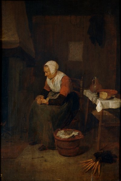 Alte Frau neben einem Kamin von Quirijn van Brekelenkam